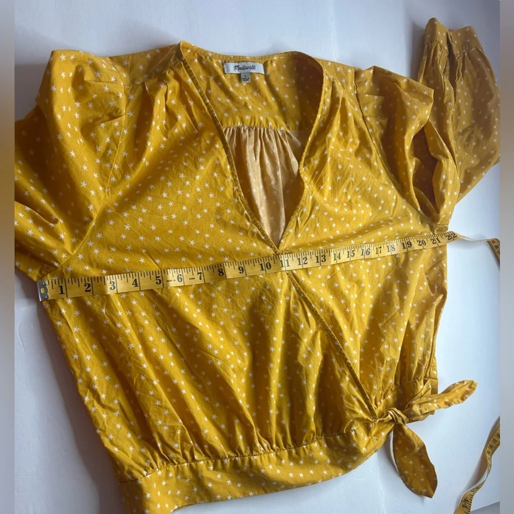 Madewell Yellow Polka Dot Wrap Blouse
